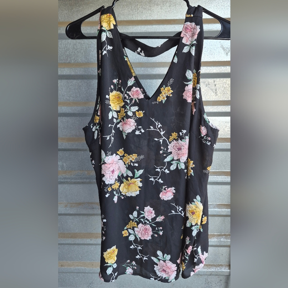 Maurices Floral Black Blouse